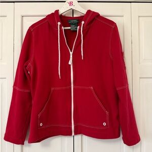 Lauren Ralph Lauren Y2K Red Hoodie with White Accents Sailor Preppy Beachy Boat